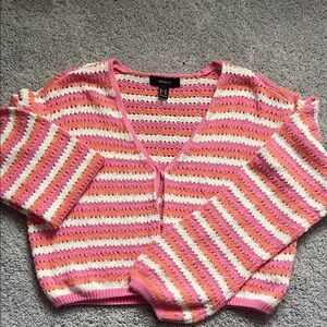 Forever 21 Pink and White Striped Cardigan